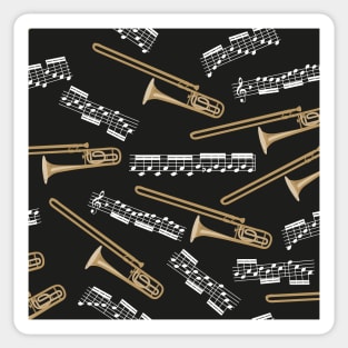 trombones and music notes - black Sticker